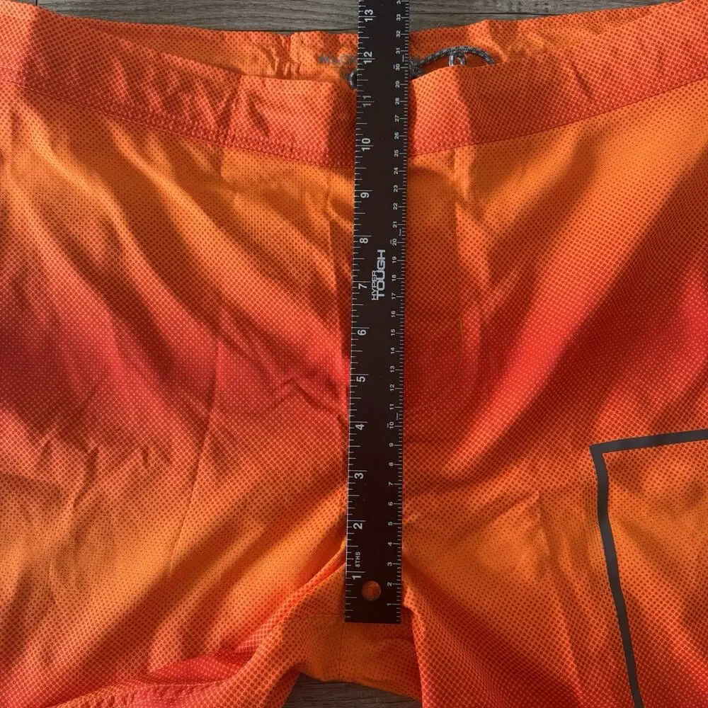 Mack Weldon Board Shorts Mens 33/34 Orange Ombre Unlined Pockets Swim Trunks